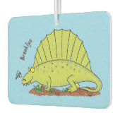 Cute green dimetrodon cartoon illustration luchtverfrisser (Links)