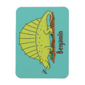 Cute green dimetrodon cartoon illustration magneet (Verticaal)