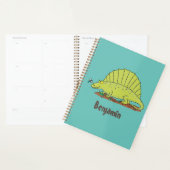 Cute green dimetrodon cartoon illustration planner (Display)