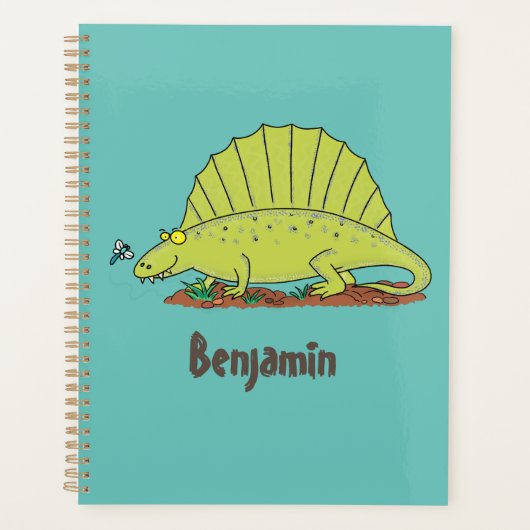 Cute green dimetrodon cartoon illustration planner (Voorkant)