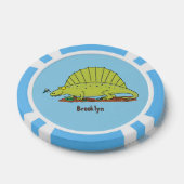 Cute green dimetrodon cartoon illustration poker chips (Enkel)