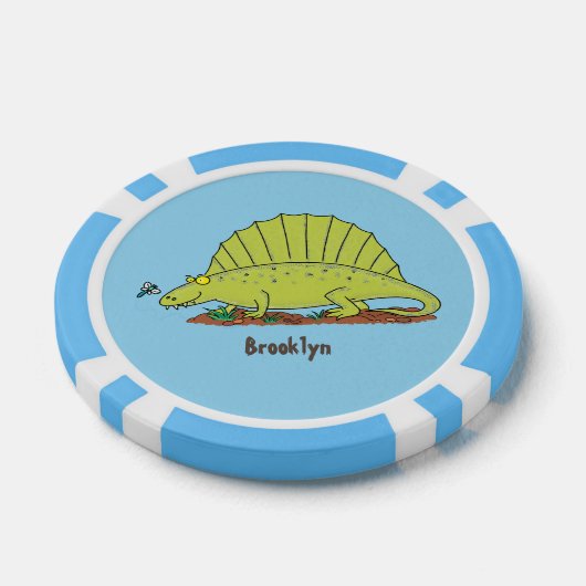 Cute green dimetrodon cartoon illustration poker chips (Enkel)