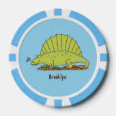 Cute green dimetrodon cartoon illustration poker chips (Voorkant)