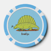 Cute green dimetrodon cartoon illustration poker chips (Achterkant)