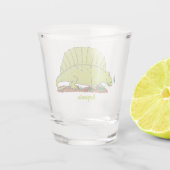 Cute green dimetrodon cartoon illustration shot glas (Achterkant)