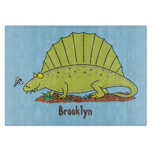 Cute green dimetrodon cartoon illustration snijplank (Voorkant)