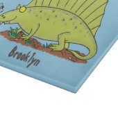 Cute green dimetrodon cartoon illustration snijplank (Hoek)
