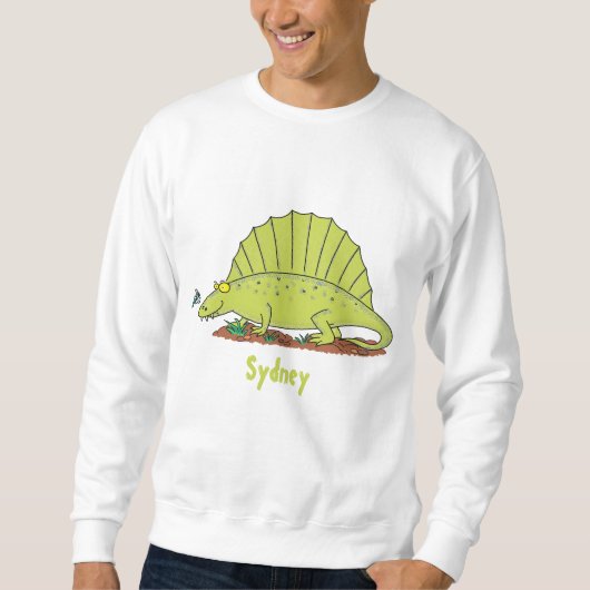 Cute green dimetrodon cartoon illustration trui (Voorkant)