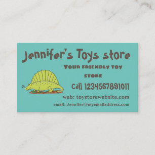 Cute green dimetrodon cartoon illustration visitekaartje