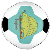 Cute green dimetrodon cartoon illustration voetbal (Gedraaid)