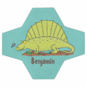 Cute green dimetrodon cartoon illustration voetbal (Enkel)
