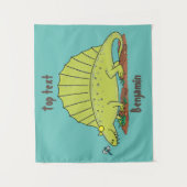 Cute green dimetrodon cartoon illustration wandkleed (Voorkant)