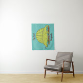 Cute green dimetrodon cartoon illustration wandkleed (In situ)