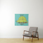 Cute green dimetrodon cartoon illustration wandkleed (In Situ (horizontaal))