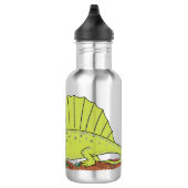 Cute green dimetrodon cartoon illustration waterfles (Rechts)