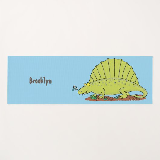 Cute green dimetrodon cartoon illustration yogamat (Voorkant (horizontaal))
