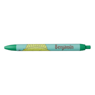 Cute green dimetrodon cartoon illustration zwarte inkt pen