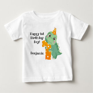 Cute Green Dino Birthday Baby T-Shirt
