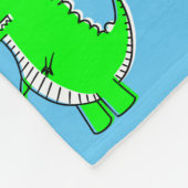 Cute Green Dino T-Rex op Blue Fleece Deken (Hoek)