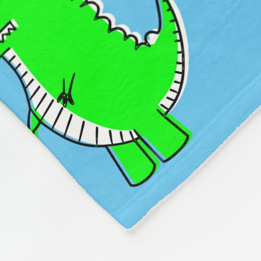 Cute Green Dino T-Rex op Blue Fleece Deken (Hoek)