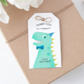 Cute Green Dinosaur Birthday Party Dank u voor Cadeaulabel
