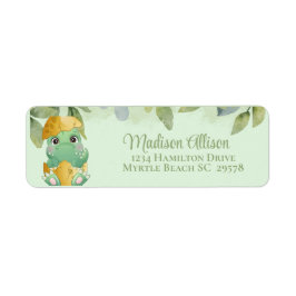 Cute Green Dinosaur Boys Baby shower Etiket
