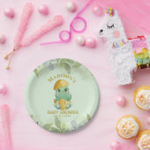 Cute Green Dinosaur Boys Baby shower Papieren Bordje (Feest)