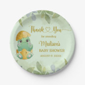 Cute Green Dinosaur Boys Baby shower Papieren Bordje (Voorkant)