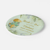 Cute Green Dinosaur Boys Baby shower Papieren Bordje (Gekanteld)