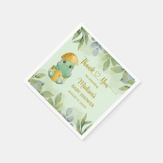 Cute Green Dinosaur Boys Baby shower Servet (Hoek)