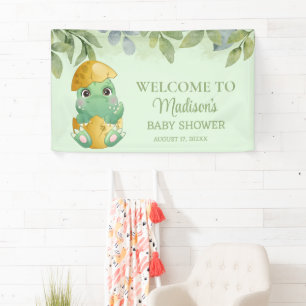 Cute Green Dinosaur Boys Baby shower Spandoek