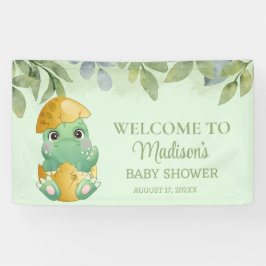 Cute Green Dinosaur Boys Baby shower Spandoek