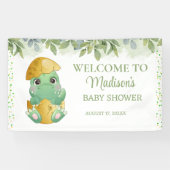 Cute Green Dinosaur Boys Baby shower Spandoek (Horizontaal)