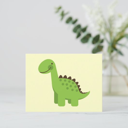 Cute Green Dinosaur Briefkaart (Staand voorkant)