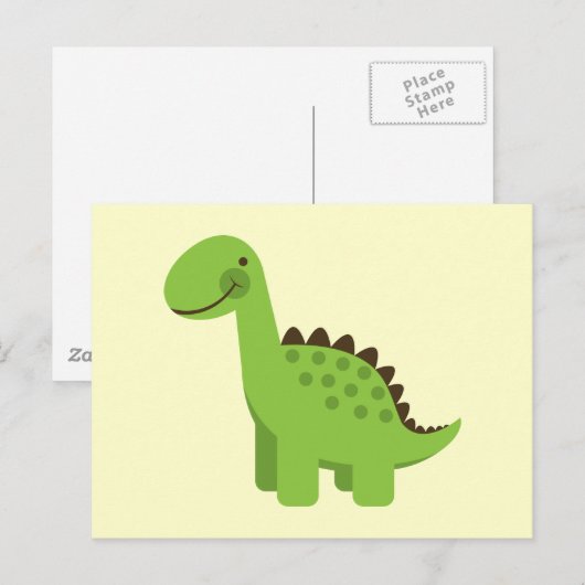 Cute Green Dinosaur Briefkaart (Voorkant / Achterkant)