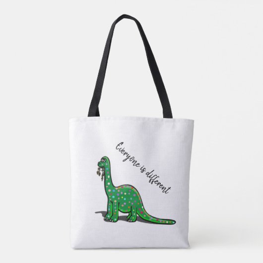Cute Green Dinosaur Canvas tas (Achterkant)