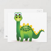 Cute green dinosaur cartoon briefkaart (Voorkant / Achterkant)