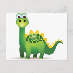 Cute green dinosaur cartoon briefkaart