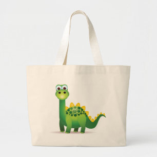 Cute green dinosaur cartoon grote tote bag
