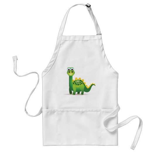 Cute green dinosaur cartoon standaard schort (Voorkant)