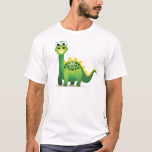 Cute green dinosaur cartoon t-shirt