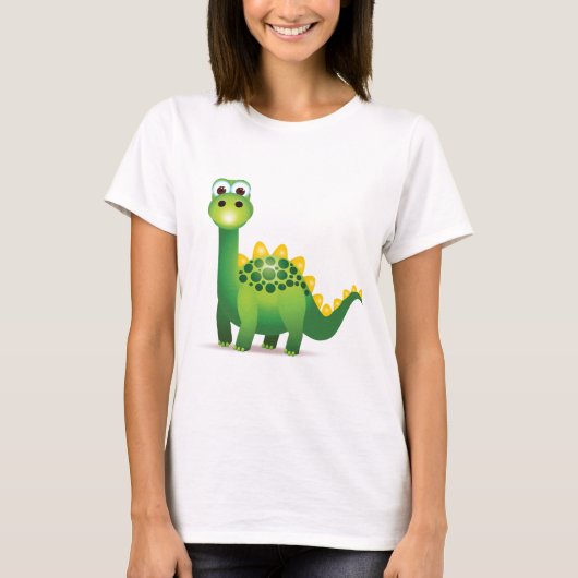 Cute green dinosaur cartoon t-shirt (Voorkant)