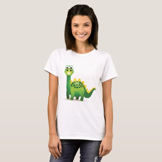 Cute green dinosaur cartoon t-shirt (Voorkant volledig)