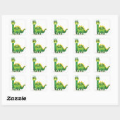 Cute green dinosaur cartoon vierkante sticker (Vel)