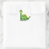 Cute green dinosaur cartoon vierkante sticker (Tas)