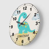 Cute Green Dinosaur Decoration Room Kid's Grote Klok (Hoek)