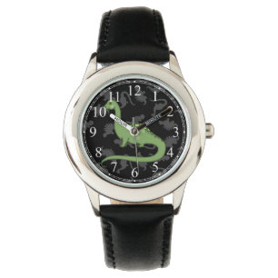 Cute Green Dinosaur Horloge