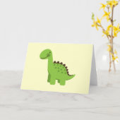 Cute Green Dinosaur Kaart (Gele Bloem)