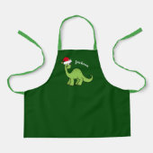 Cute Green Dinosaur Kinder kerstmonogram Apron Schort (Voorkant)