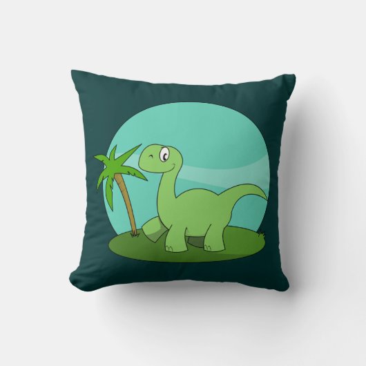 Cute Green Dinosaur Kussen (Voorkant)